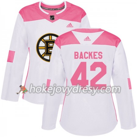 Dámské Hokejový Dres Boston Bruins David Backes 42 Bílá 2017-2018 Adidas Růžová Fashion Authentic